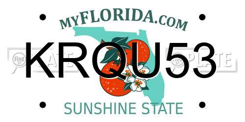 KRQU53 Florida License Plate