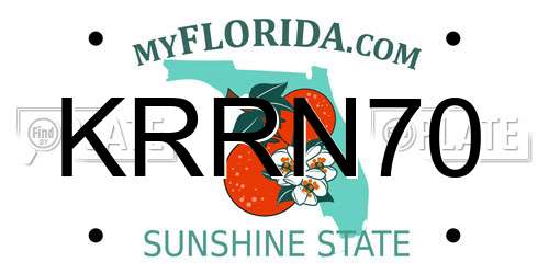 KRRN70 Florida License Plate