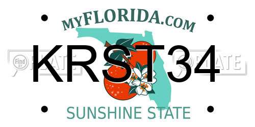 KRST34 Florida License Plate