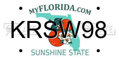 KRSW98 Florida License Plate