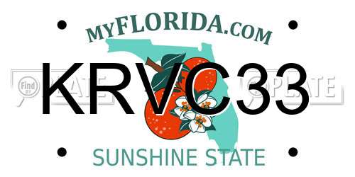 KRVC33 Florida License Plate