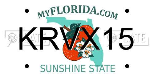 KRVX15 Florida License Plate