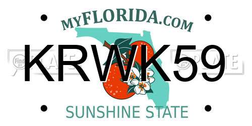KRWK59 Florida License Plate