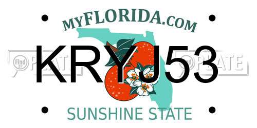KRYJ53 Florida License Plate
