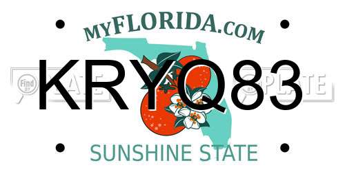 KRYQ83 Florida License Plate