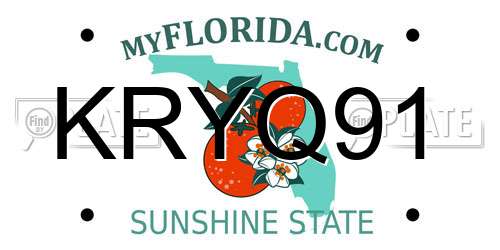 KRYQ91 Florida License Plate