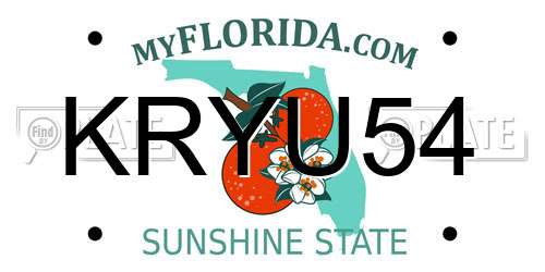 KRYU54 Florida License Plate
