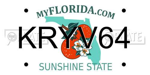 KRYV64 Florida License Plate