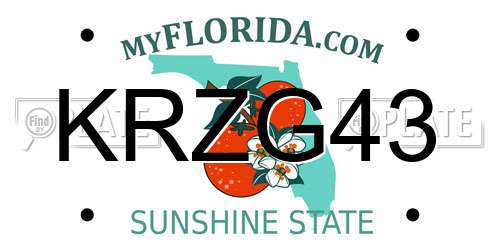 KRZG43 Florida License Plate