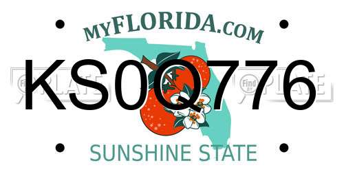 KS0Q776 Florida License Plate