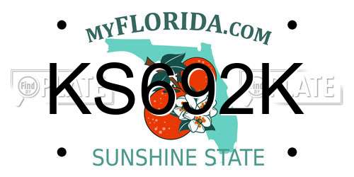 KS692K Florida License Plate