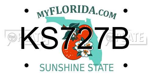 KS727B Florida License Plate