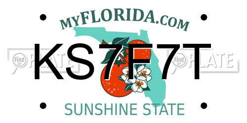 KS7F7T Florida License Plate