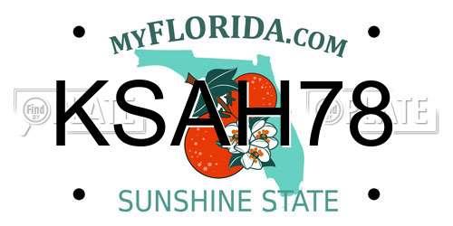 KSAH78 Florida License Plate