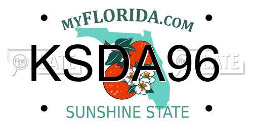 KSDA96 Florida License Plate
