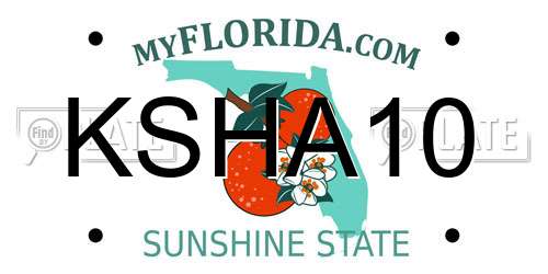 KSHA10 Florida License Plate