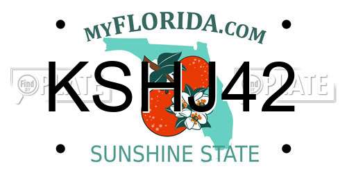 KSHJ42 Florida License Plate