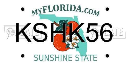 KSHK56 Florida License Plate