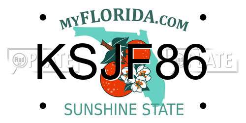 KSJF86 Florida License Plate