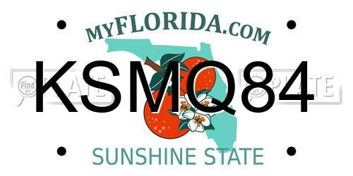 KSMQ84 Florida License Plate
