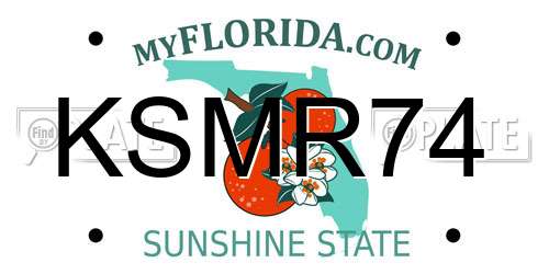 KSMR74 Florida License Plate