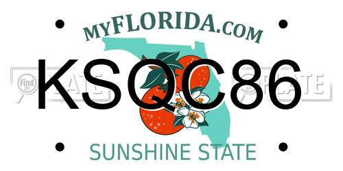 KSQC86 Florida License Plate
