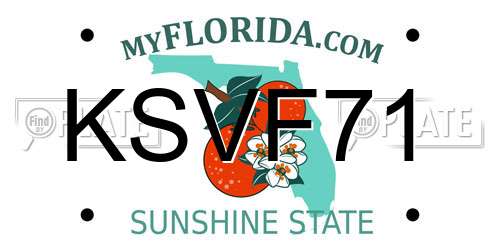 KSVF71 Florida License Plate