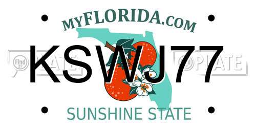KSWJ77 Florida License Plate