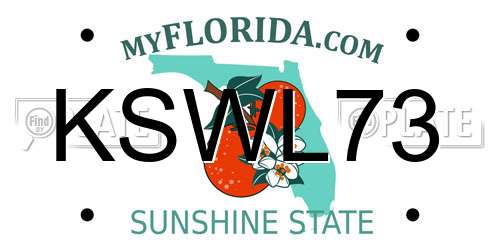 KSWL73 Florida License Plate