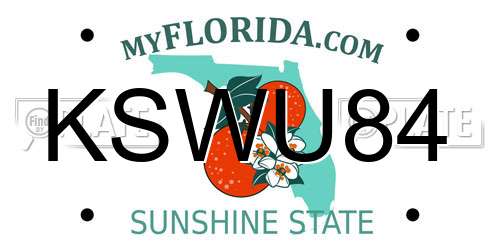 KSWU84 Florida License Plate