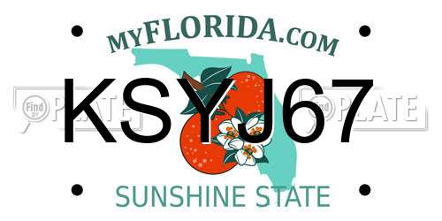 KSYJ67 Florida License Plate