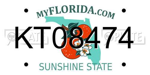 KT08474 Florida License Plate