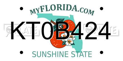 KT0B424 Florida License Plate
