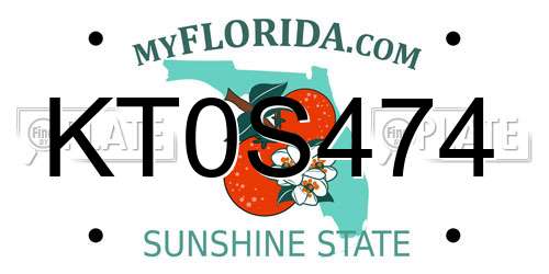 KT0S474 Florida License Plate