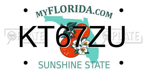 KT67ZU Florida License Plate