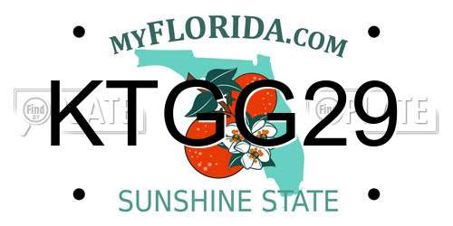 KTGG29 Florida License Plate