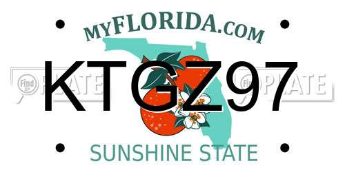 KTGZ97 Florida License Plate