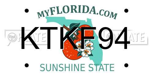 KTKF94 Florida License Plate