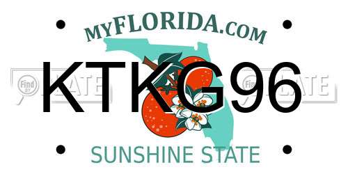 KTKG96 Florida License Plate