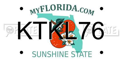KTKL76 Florida License Plate