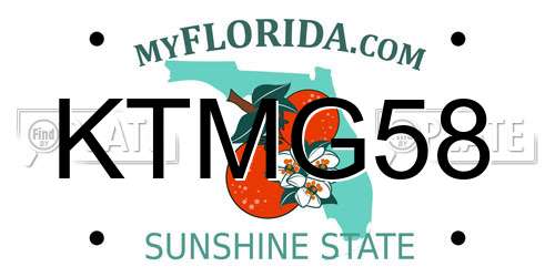 KTMG58 Florida License Plate