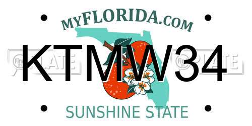 KTMW34 Florida License Plate