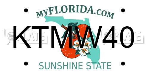 KTMW40 Florida License Plate