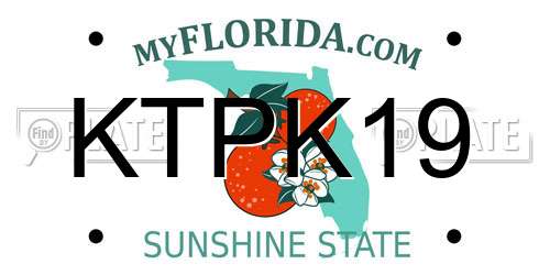 KTPK19 Florida License Plate
