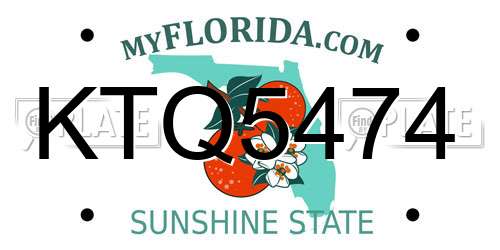 KTQ5474 Florida License Plate