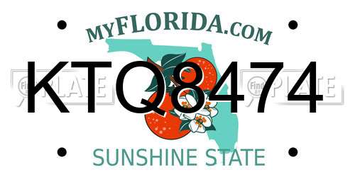 KTQ8474 Florida License Plate
