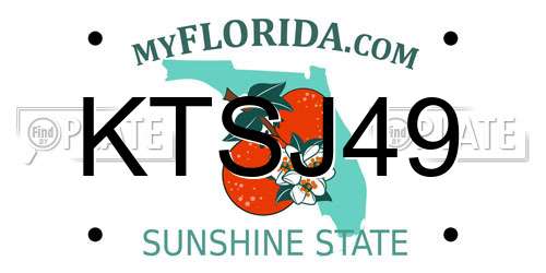 KTSJ49 Florida License Plate