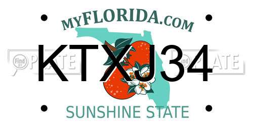 KTXJ34 Florida License Plate