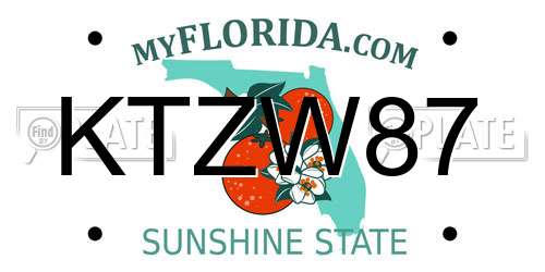 KTZW87 Florida License Plate