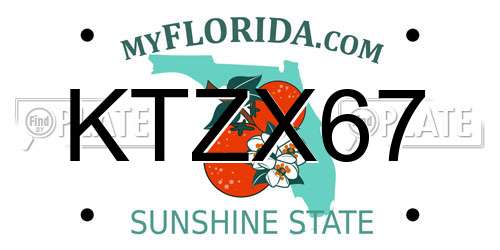 KTZX67 Florida License Plate